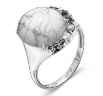 Кольцо из серебра с ювелирным стеклом и кораллом имит. MASKOM 100-948
