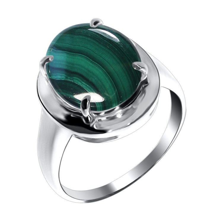 Серебряное кольцо с малахитом Сидоровская ювелирная фабрика 1340380029