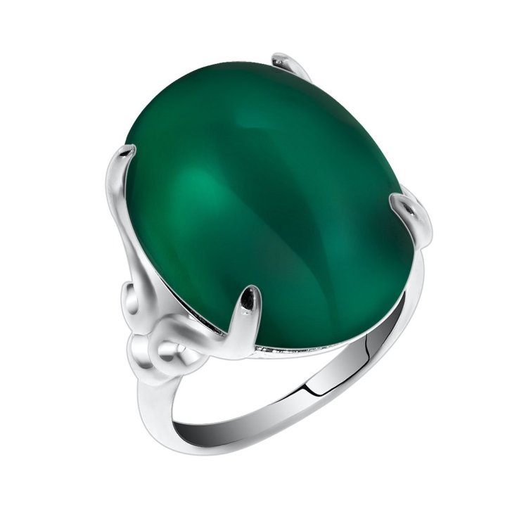 Кольцо из серебра с агатом зелёным Сидоровская ювелирная фабрика 1340390112-60
