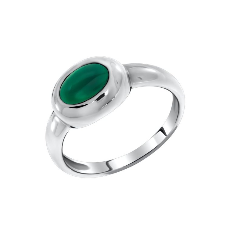 Серебряное кольцо с агатом зелёным Сидоровская ювелирная фабрика 1340390365-60
