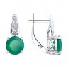 Серьги из серебра с агатом зелёным Diamant 94-320-00408-1