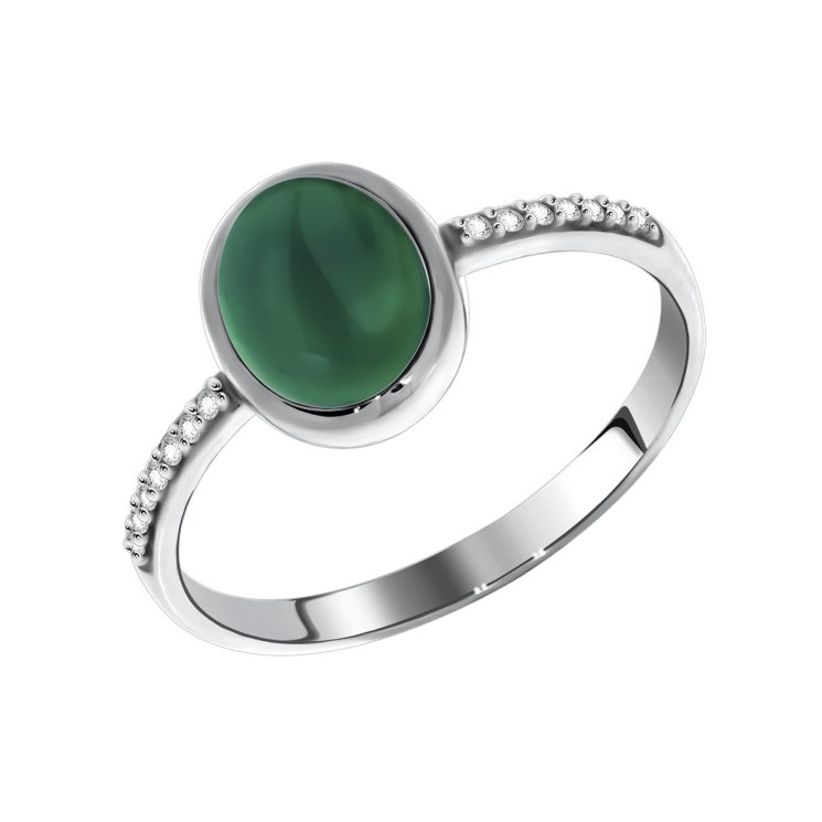 Кольцо из серебра с агатом зелёным Сидоровская ювелирная фабрика 1340390368л-60