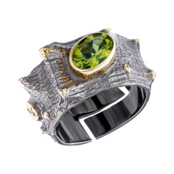 Серебряное кольцо BEAVERS с хризолитом 1175h_ox