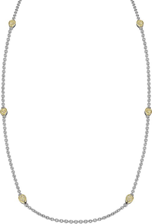 Ожерелье из серебра с кошачим глазом и куб. цирконием (Арт.fao-1-56-g)