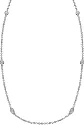 Ожерелье из серебра с кошачим глазом и куб. цирконием (Арт.fao-1-56-s)