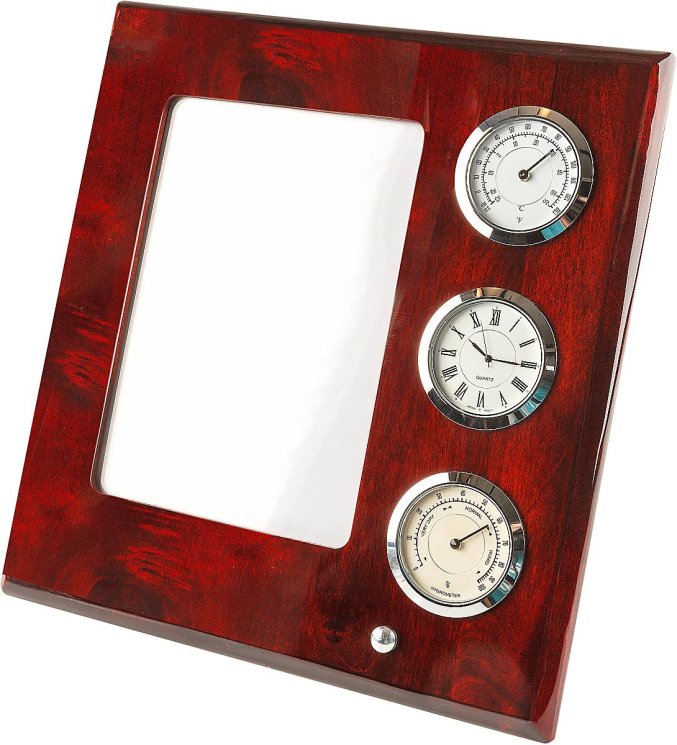 Рамка для фото с часами, термометром и гигрометром Linea del tempo, италия (Арт.a9054r)