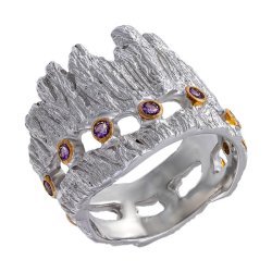 Серебряное кольцо BEAVERS с аметистом 1525a