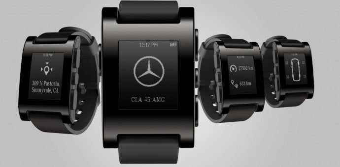 Часы MERCEDES PEBBLE SMARTWATCH синхронизируются  с автомобилем Mercedes